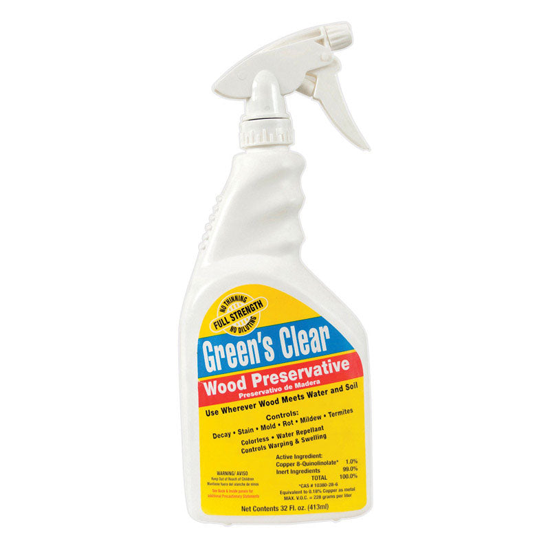 GREEN'S - Green's Clear Flat Clear Water-Based Wood Preservative 1 qt - Case of 6