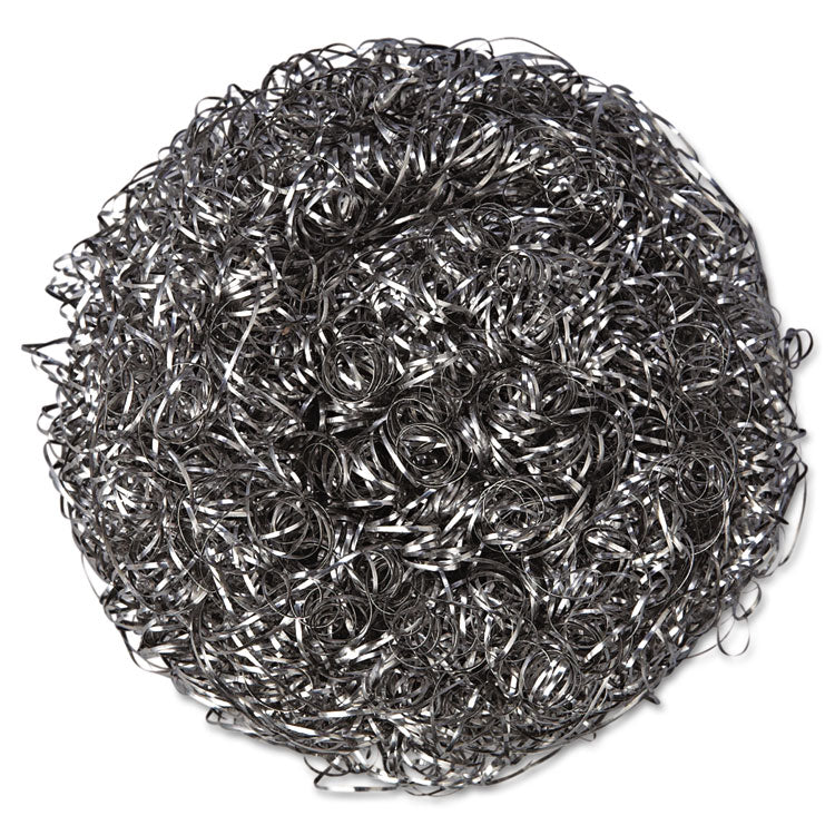 Kurly Kate - Stainless Steel Scrubbers, Large, 4 x 4, Steel Gray, 12 Scrubbers/Pack, 6 Packs/Carton