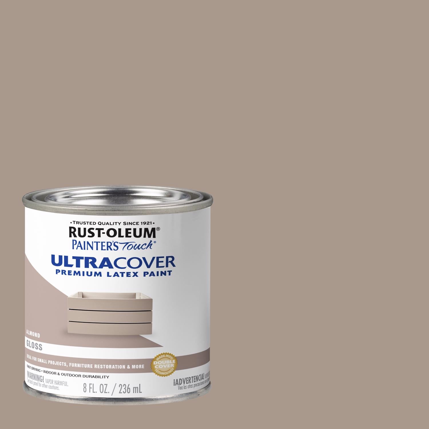 Rust-Oleum Painters Touch Ultra Cover Gloss Almond Water-Based Paint Exterior and Interior 8 oz - Case of 6