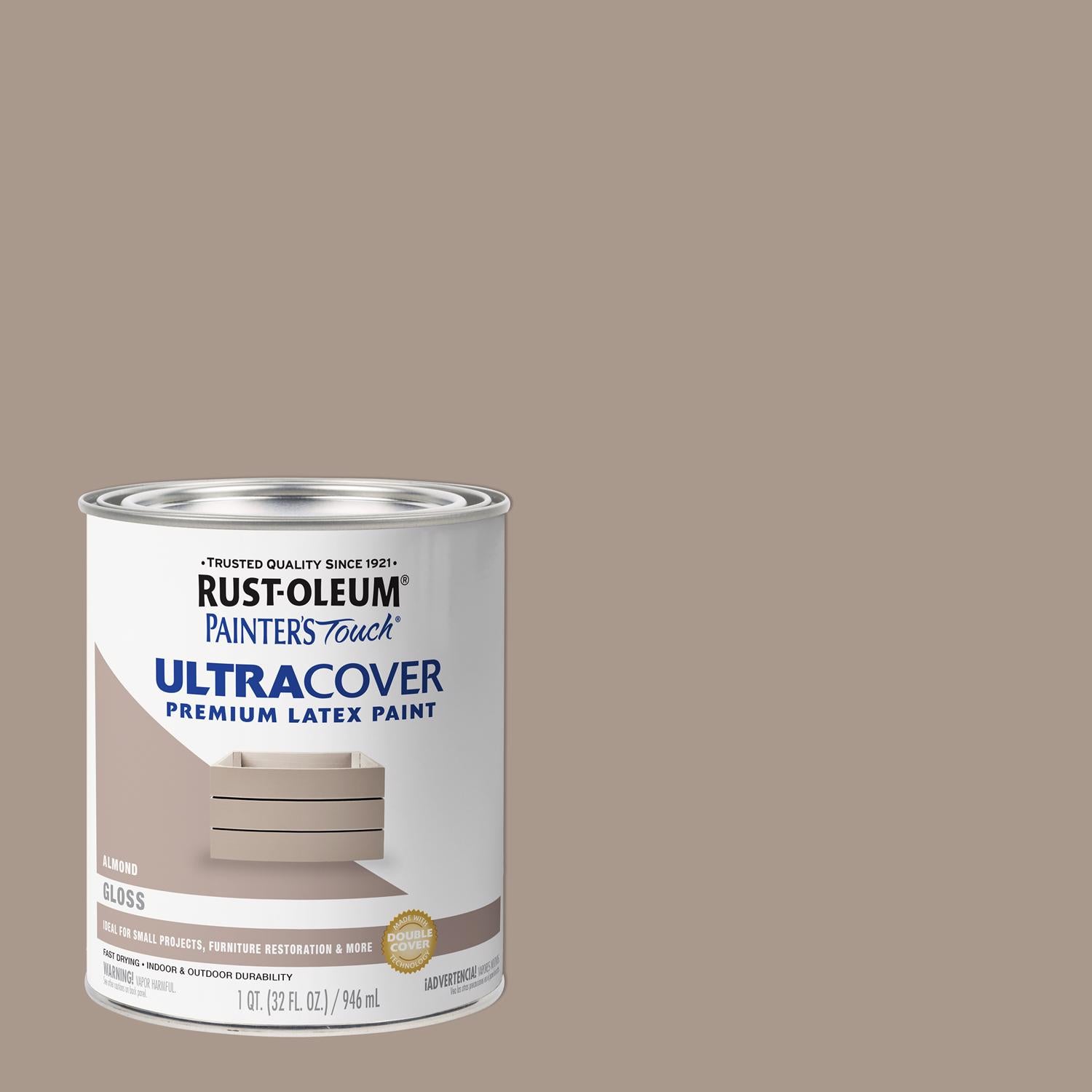 Rust-Oleum Painters Touch Ultra Cover Gloss Almond Water-Based Paint Exterior and Interior 1 qt - Case of 2
