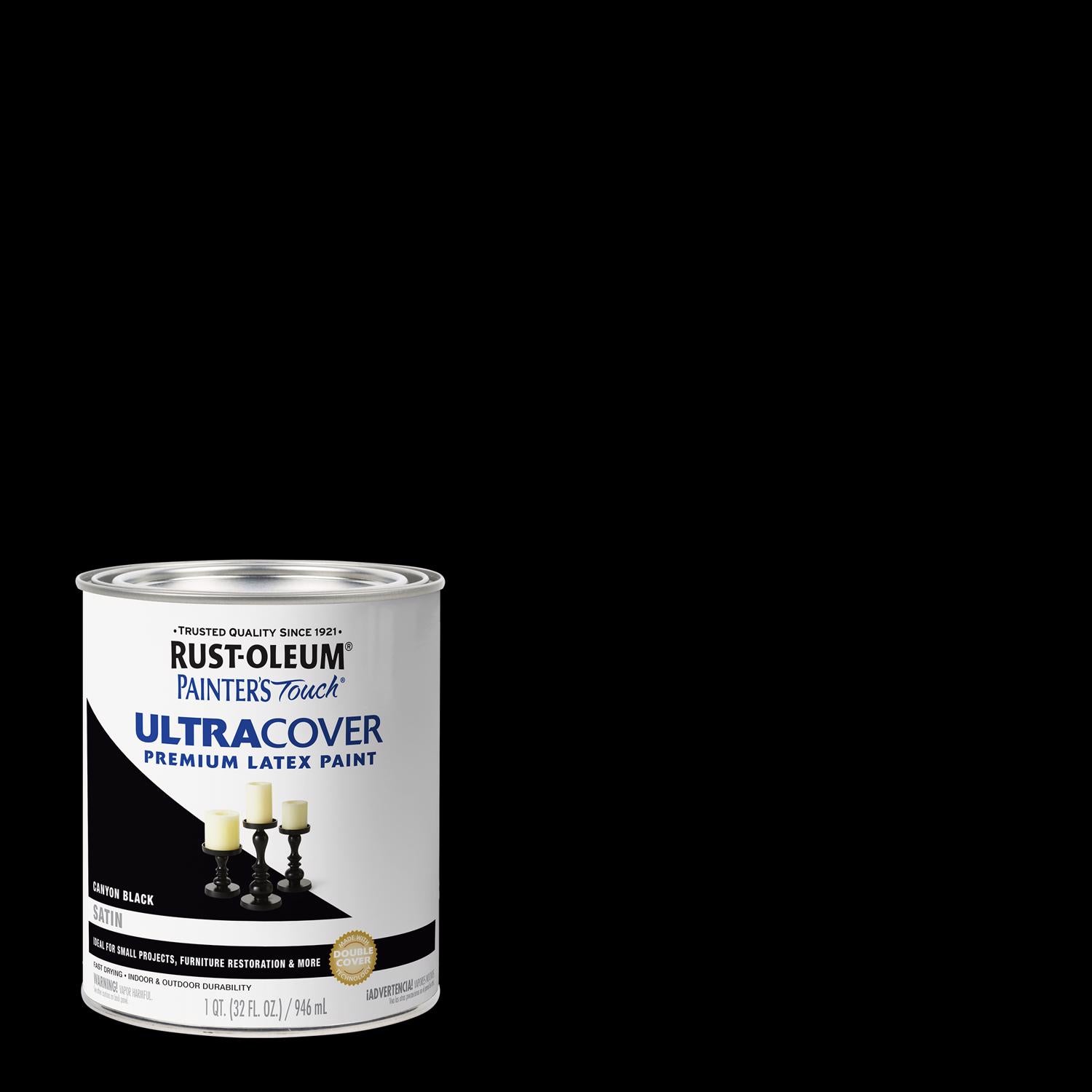 Rust-Oleum Painters Touch Satin Canyon Black Paint Exterior and Interior 1 qt - Case of 2