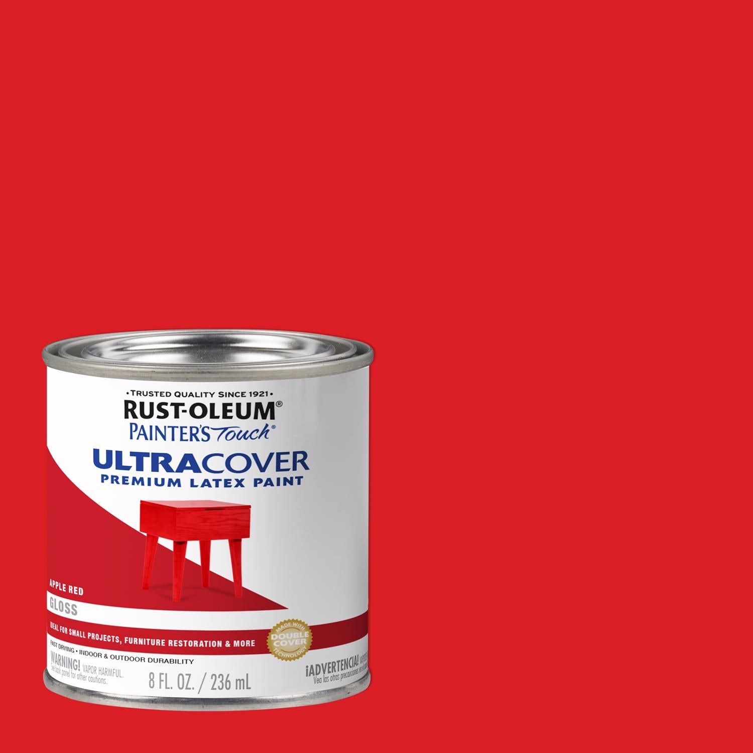 Rust-Oleum Painters Touch Apple Red Water-Based Ultra Cover Paint Exterior and Interior 8 oz - Case of 6