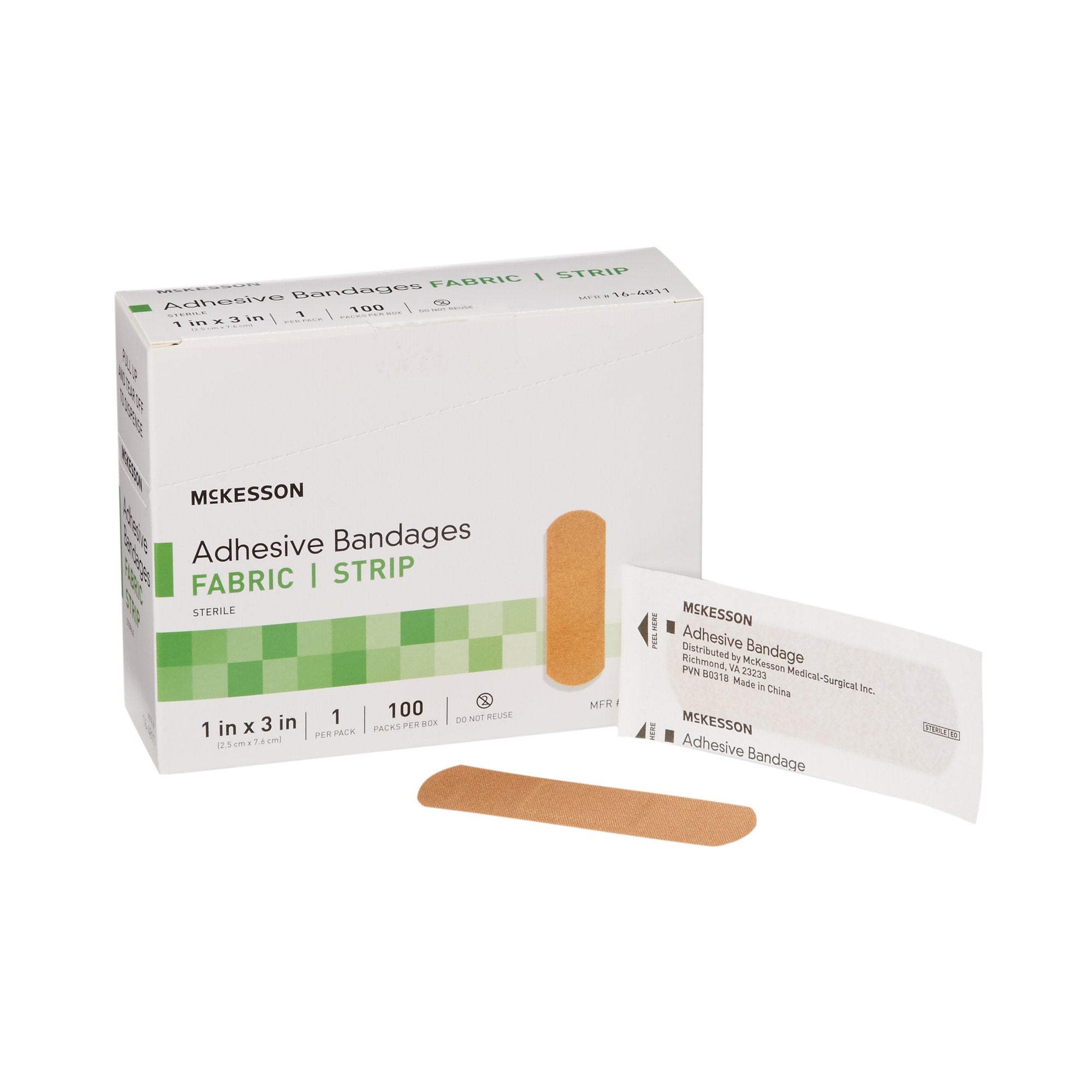 McKesson Brand - Adhesive Strip McKesson 1 X 3 Inch Fabric Rectangle Tan Sterile [100/BX]