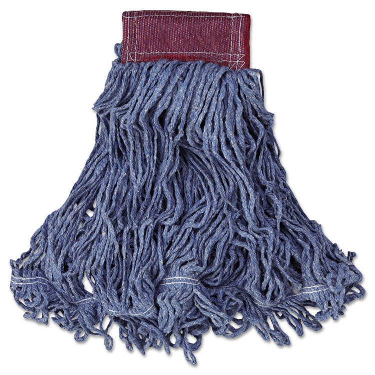 Rubbermaid Commercial - Super Stitch Blend Mop Head, Large, Cotton/Synthetic, Blue, 6/Carton
