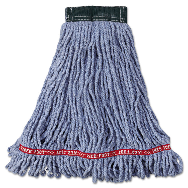 Rubbermaid Commercial - Web Foot Wet Mop Head, Shrinkless, Cotton/Synthetic, Blue, Medium, 6/Carton