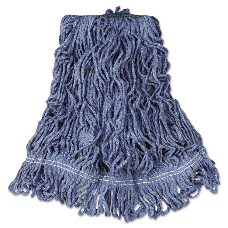 Rubbermaid Commercial - Super Stitch Blend Mop Head, Medium, Cotton/Synthetic, Blue, 6/Carton