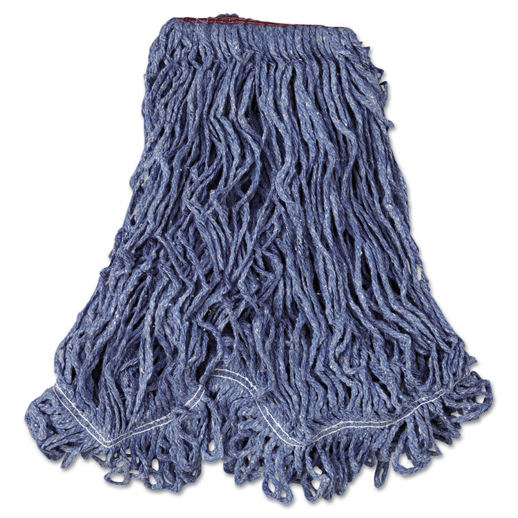 Rubbermaid Commercial - Super Stitch Blend Mop Head, Large, Cotton/Synthetic, Blue, 6/Carton
