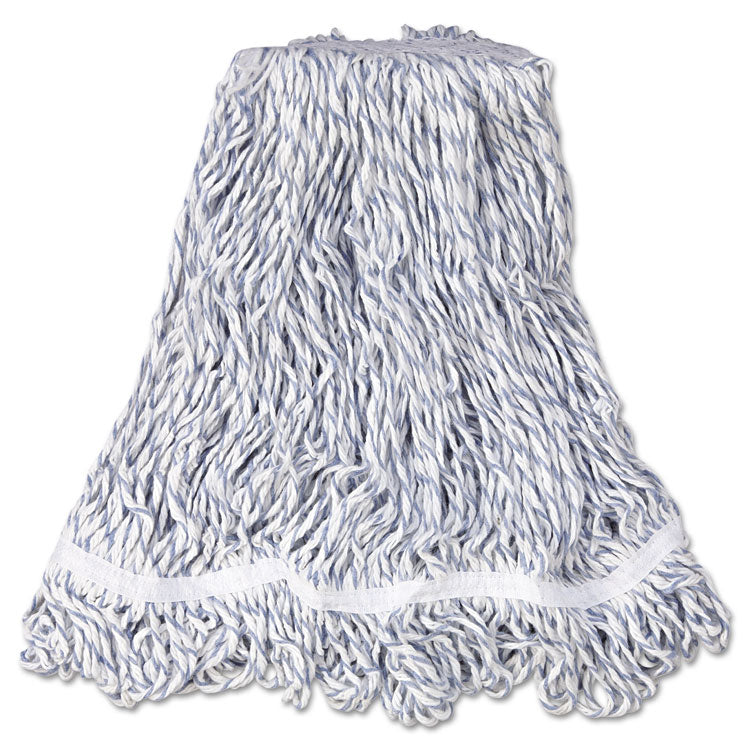 Rubbermaid Commercial - Web Foot Finish Mop, White, Med, Cotton/Synthetic, 1". White Headband, 6/Carton
