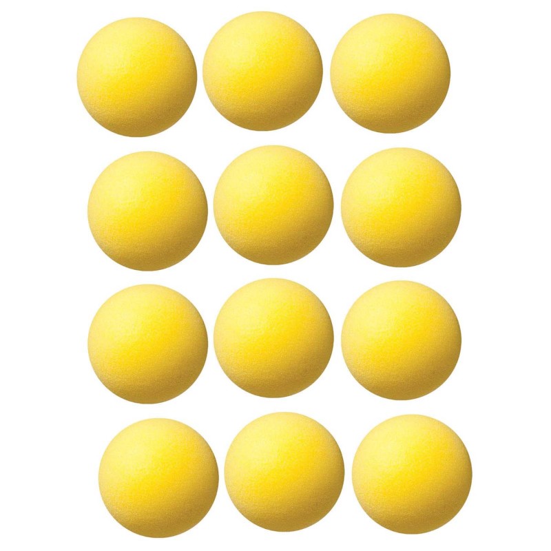 CHAMPION SPORTS - Uncoated Regular Density Foam Ball, 4", Yellow, Pack of 12
