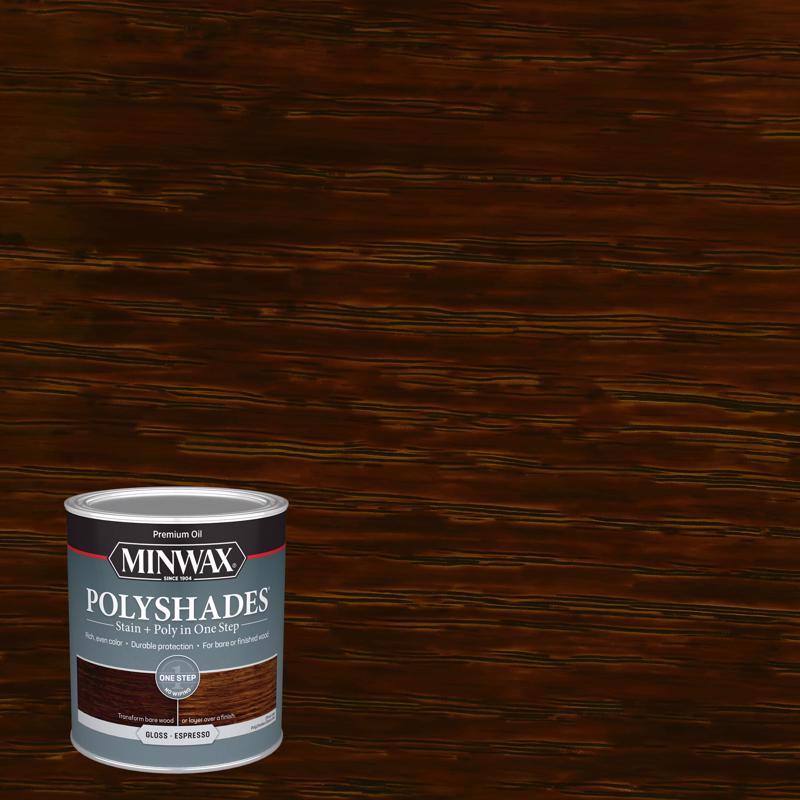 MINWAX - Minwax PolyShades Semi-Transparent Gloss Espresso Oil-Based Stain/Polyurethane Finish 1 qt - Case of 4