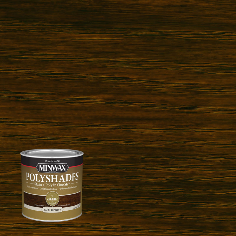 MINWAX - Minwax PolyShades Semi-Transparent Satin Espresso Oil-Based Stain/Polyurethane Finish 0.5 pt