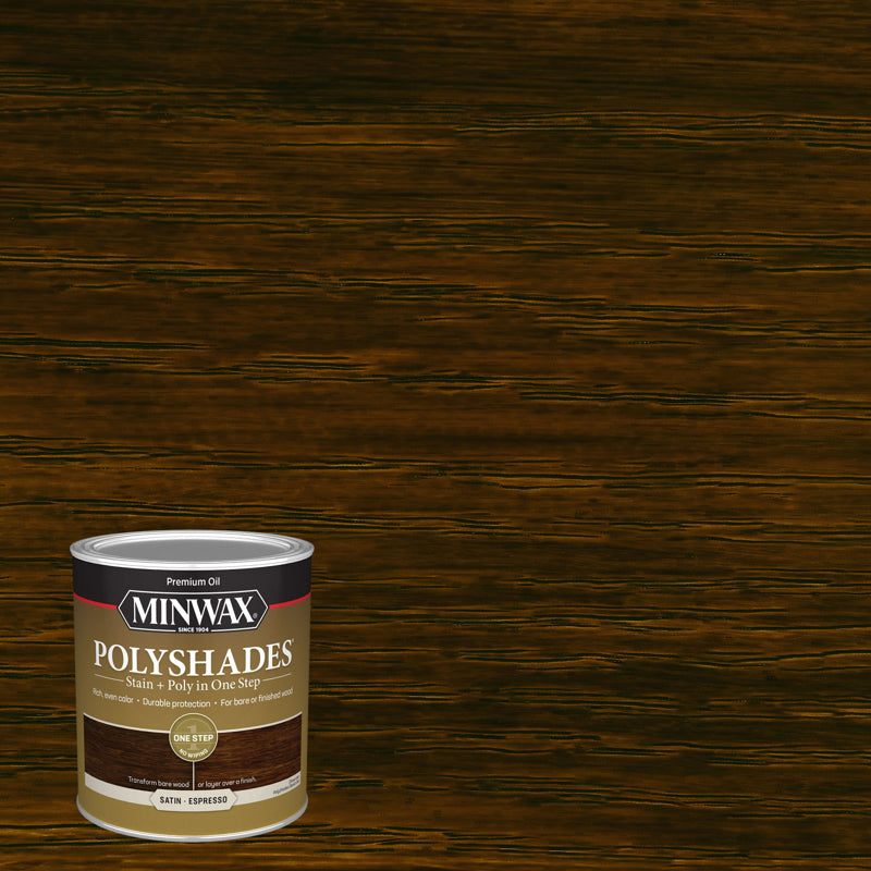 MINWAX - Minwax PolyShades Semi-Transparent Satin Espresso Oil-Based Stain/Polyurethane Finish 1 qt