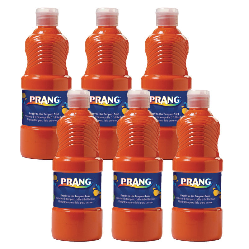 PRANG - Ready-to-Use Tempera Paint, Orange, 16 oz, Pack of 6