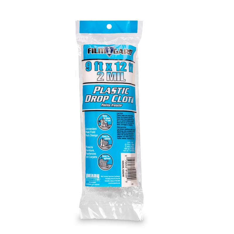 FILM GARD - Film-Gard 9 ft. W X 12 ft. L X 2 mil Plastic Drop Cloth 1 pk