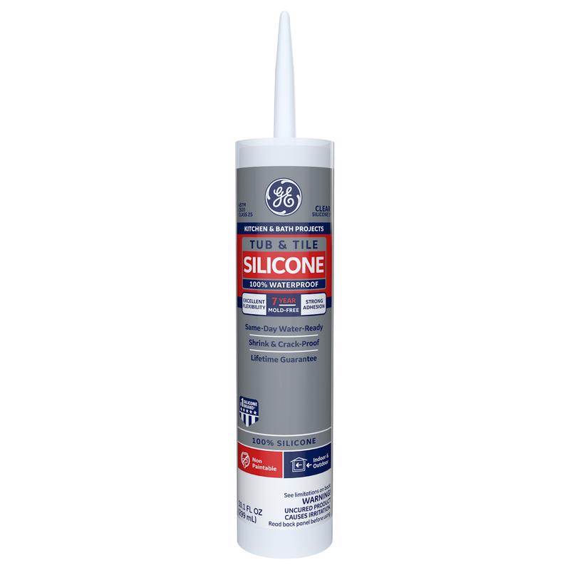 GE - GE Tub & Tile Clear Silicone 1 Tub and Tile Caulk Sealant 10.1 oz - Case of 12