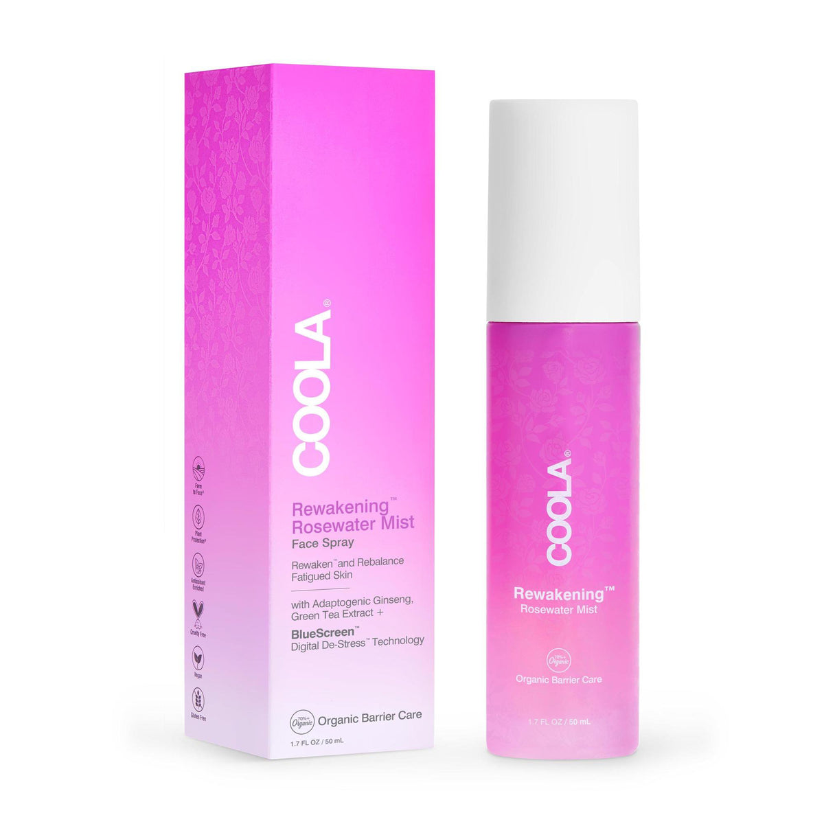 COOLA LLC - Facial Moisturizer Rewakening™ Rosewater Mist Face Spray 1.7 oz. Spray Bottle Floral Scent Liquid [1/EA]