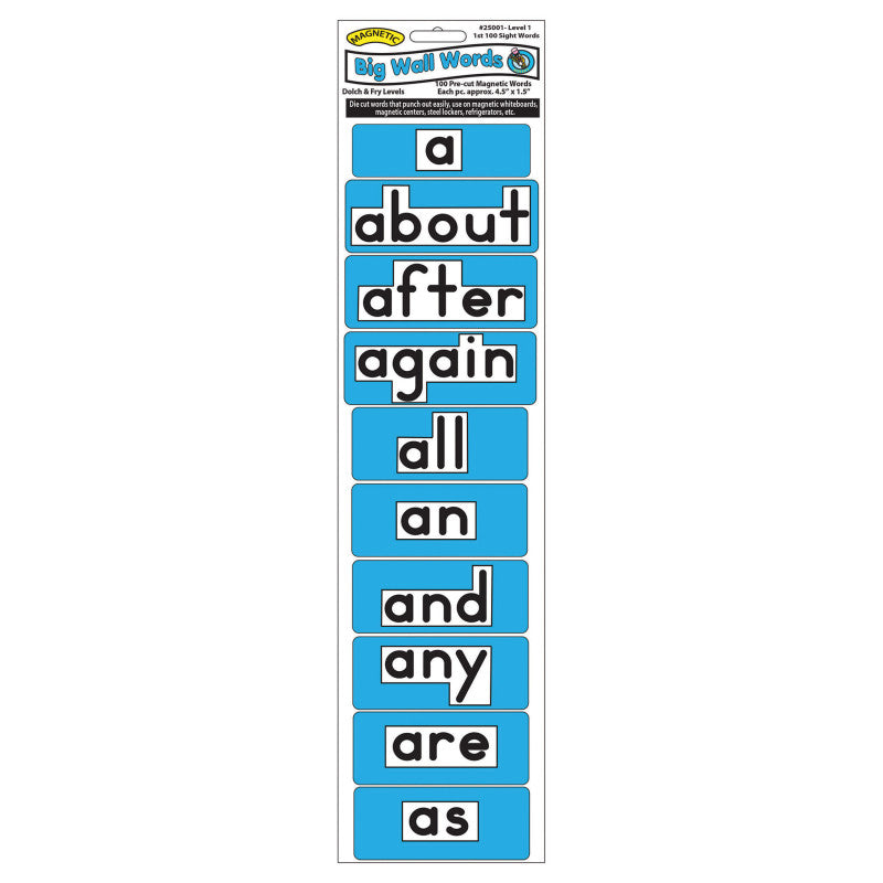 ASHLEY PRODUCTIONS - Magnetic Big Wall Words, 1st 100 Words, Level 1