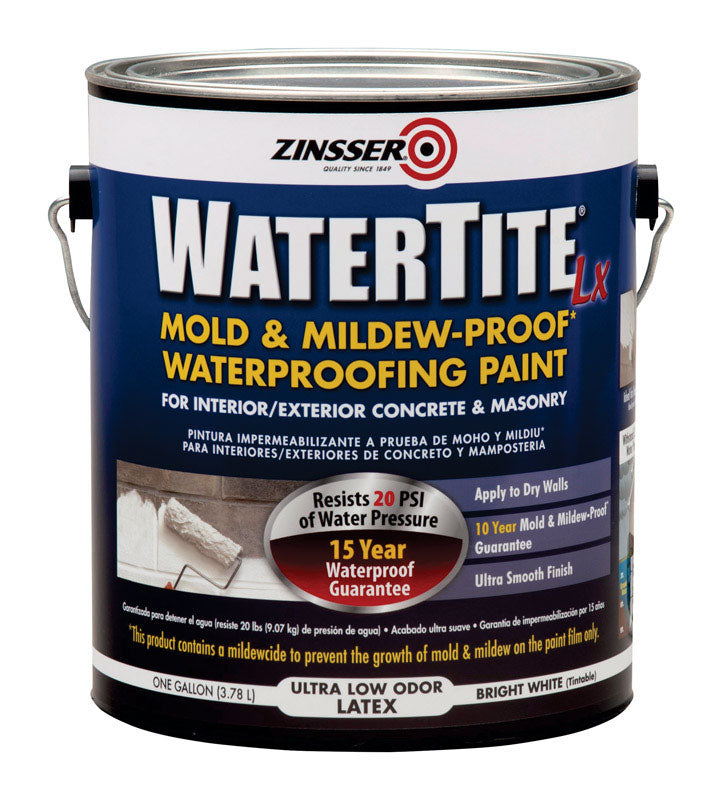 WATERTITE - Zinsser WaterTite White Smooth Waterproofing Paint 1 gal - Case of 2