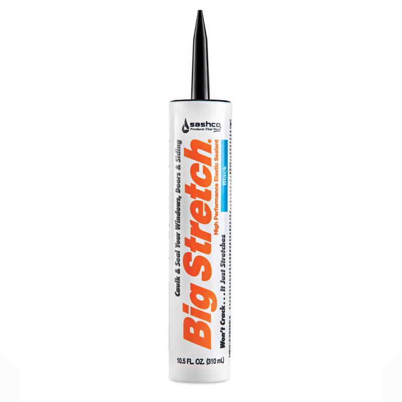 BIG STRETCH - Sashco Big Stretch Black Elastomeric Acrylic Latex Door/Siding/ Window Caulk Sealant 10.5 oz - Case of 12