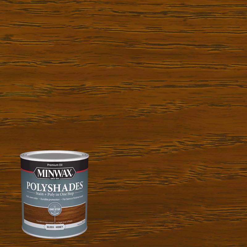 MINWAX - Minwax PolyShades Semi-Transparent Gloss Honey Oil-Based Stain/Polyurethane Finish 1 qt - Case of 4