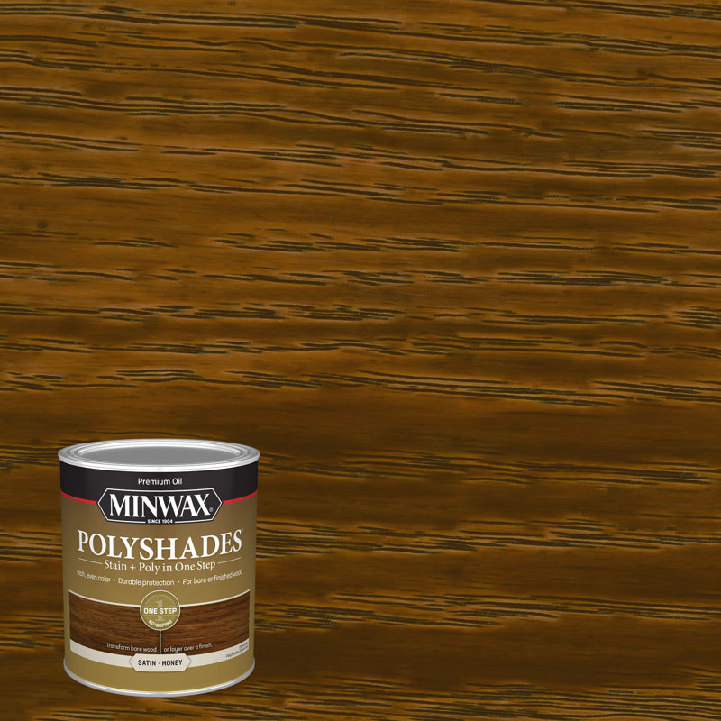 MINWAX - Minwax PolyShades Semi-Transparent Satin Honey Oil-Based Stain/Polyurethane Finish 1 qt - Case of 4