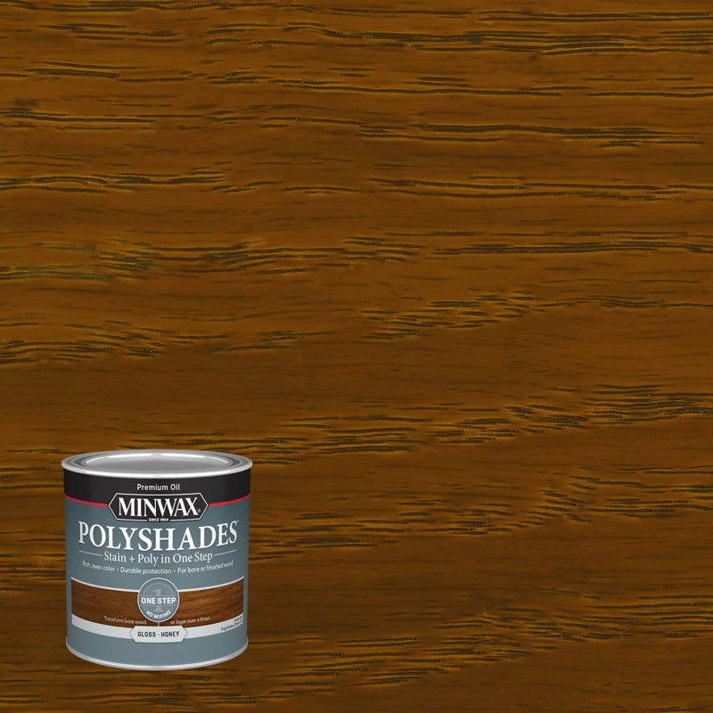MINWAX - Minwax PolyShades Semi-Transparent Gloss Honey Oil-Based Stain/Polyurethane Finish 0.5 pt - Case of 4