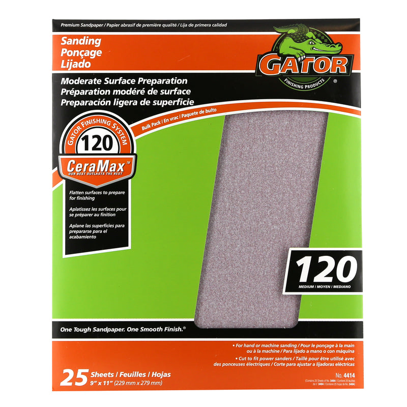 GATOR - Gator CeraMax 11 in. L X 9 in. W 120 Grit Ceramic Sandpaper 1 pk - Case of 25