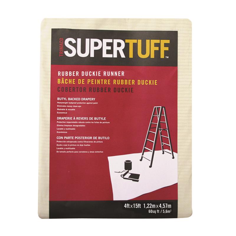 RUBBER DUCKIE - Trimaco SuperTuff 4 ft. W X 15 ft. L X 0.06 mil Butyl Coated Drop Cloth 1 pk