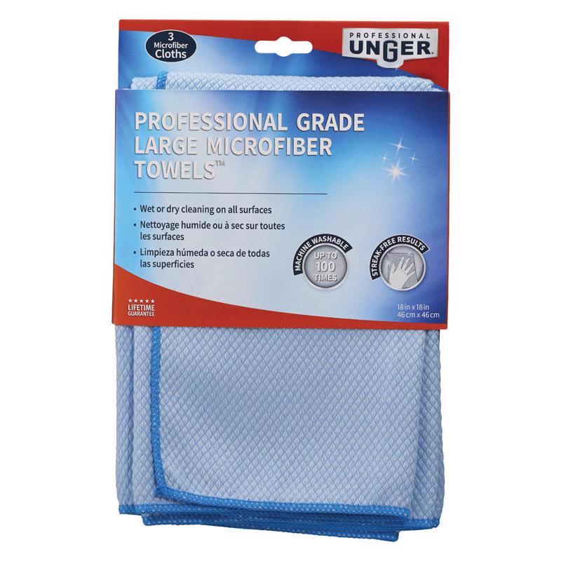 UNGER PROFESSIONAL - Unger Professional Grade Microfiber Cleaning Towel 18 in. W X 18 in. L 3 pk