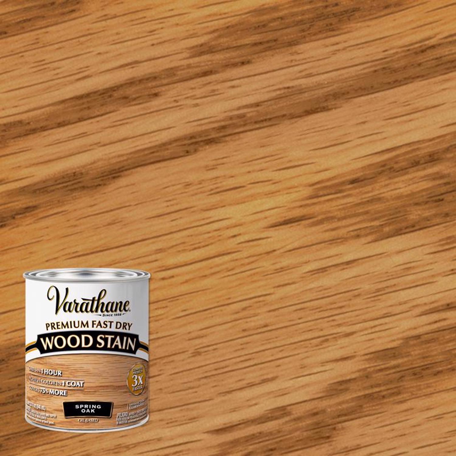 Varathane Semi-Transparent Spring Oak Oil-Based Urethane Modified Alkyd Fast Dry Wood Stain 1 qt - Case of 2