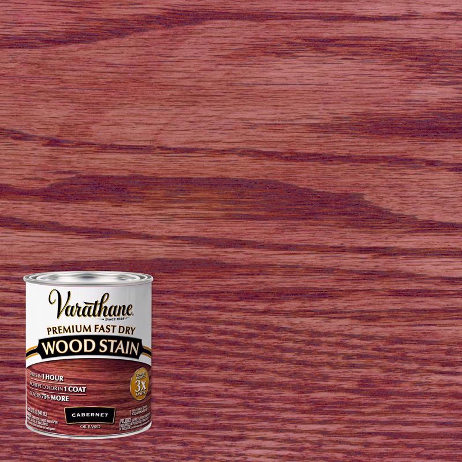 Varathane Premium Semi-Transparent Cabernet Oil-Based Urethane Modified Alkyd Fast Dry Wood Stain 1 - Case of 2