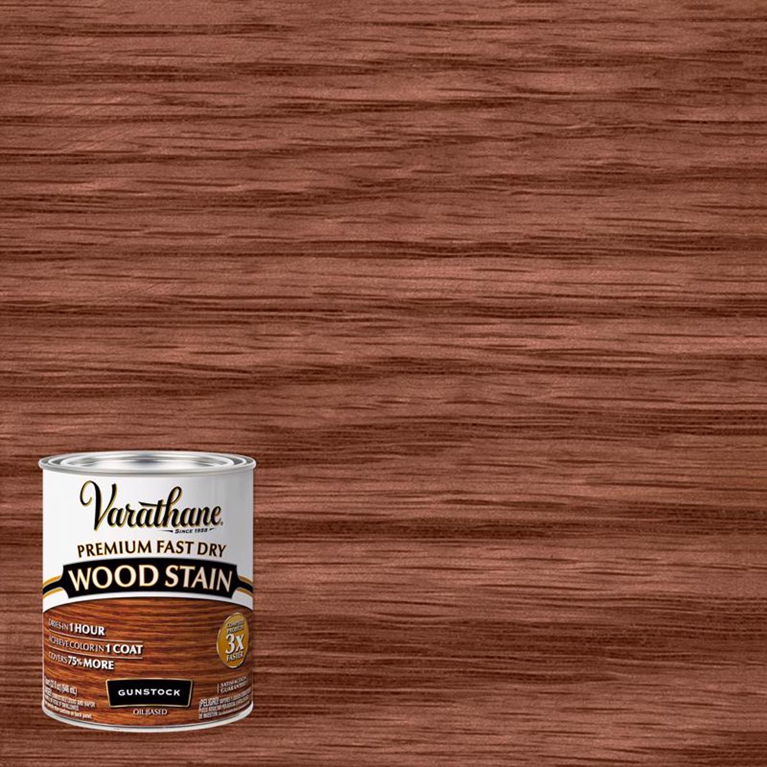 Varathane Semi-Transparent Gunstock Oil-Based Urethane Modified Alkyd Fast Dry Wood Stain 1 qt - Case of 2