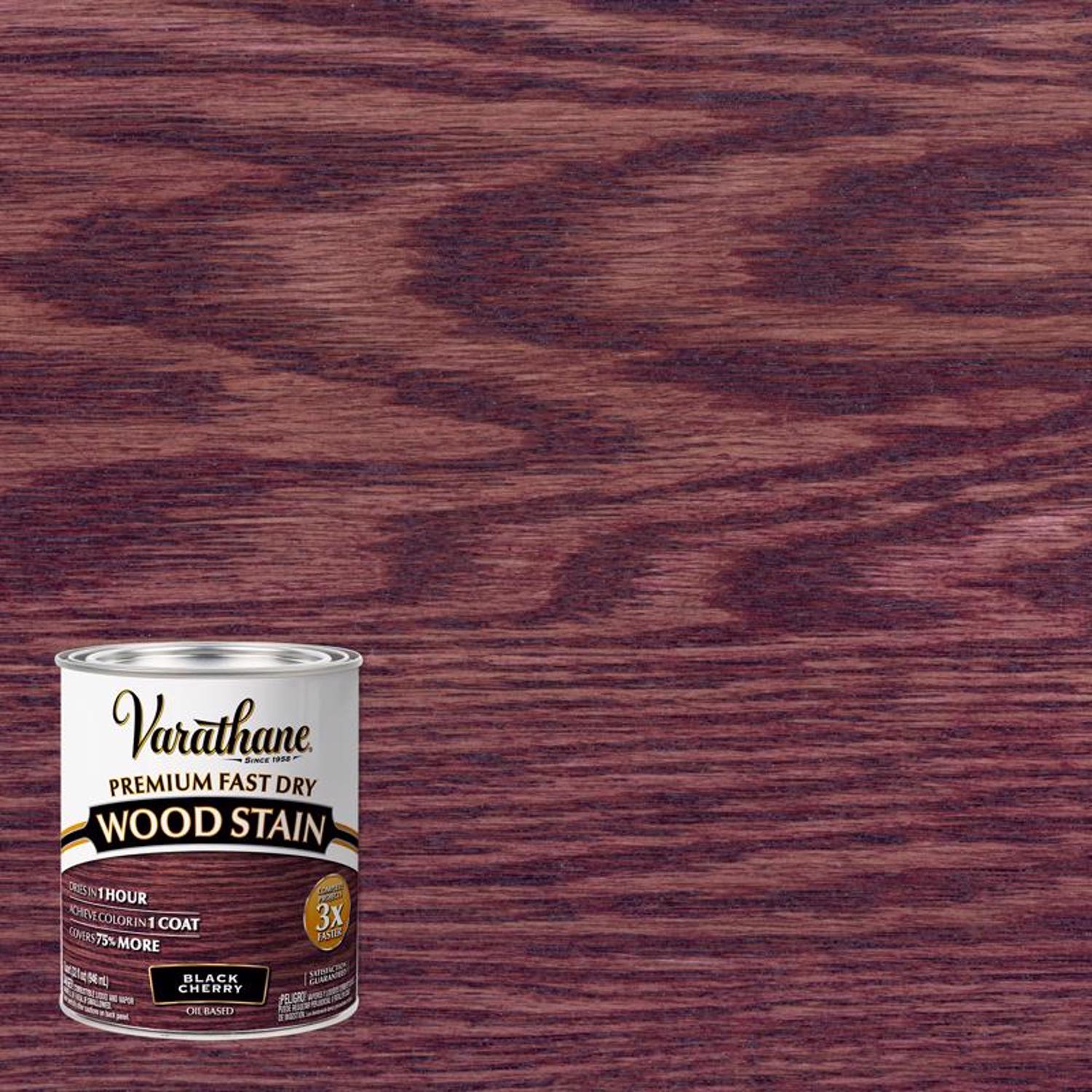 Varathane Semi-Transparent Black Cherry Oil-Based Urethane Modified Alkyd Fast Dry Wood Stain 1 qt - Case of 2