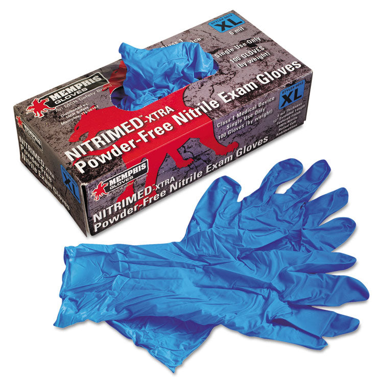 MCR Safety - Nitri-Med Disposable Nitrile Gloves, Blue, X-Large, 100/Box