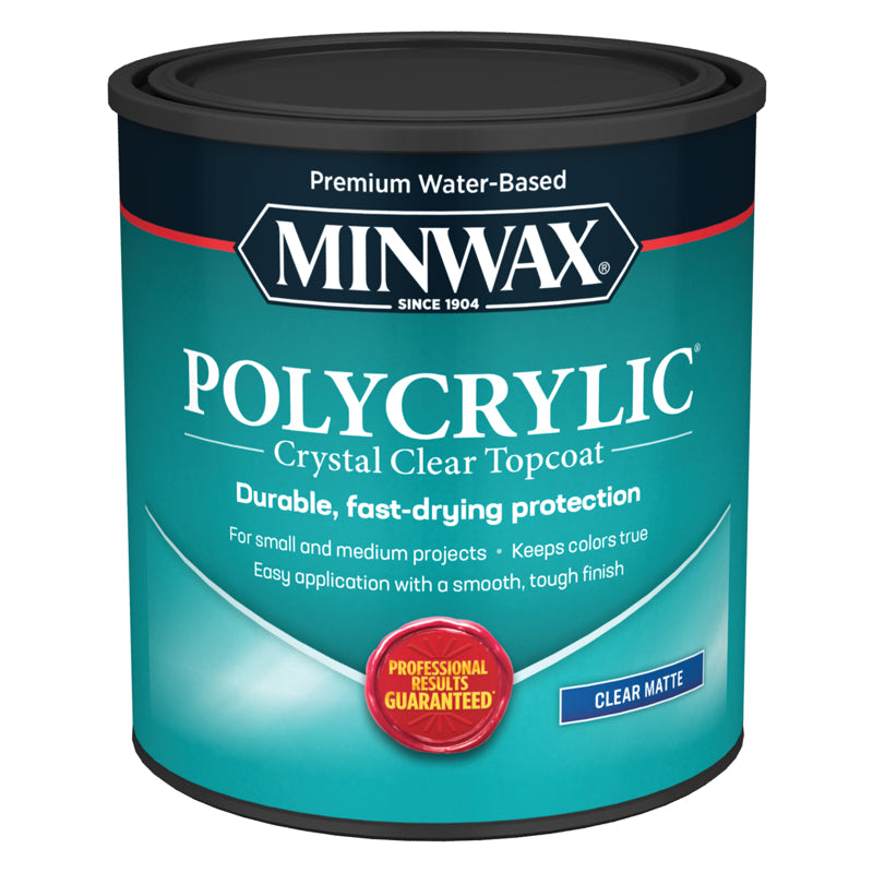 MINWAX - Minwax Polycrylic Matte Crystal Clear Water-Based Polyurethane 1 qt