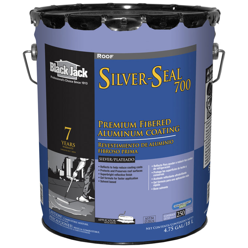 BLACK JACK - Black Jack Silver-Seal 700 High-Gloss Silver Fibered Aluminum Roof Coating 5 gal