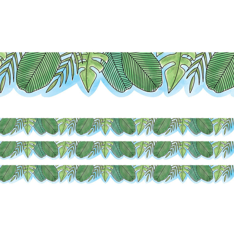 CREATIVE TEACHING PRESS - Safari Friends Jumbo Leaves EZ Border, 48 Feet Per Pack, 3 Packs