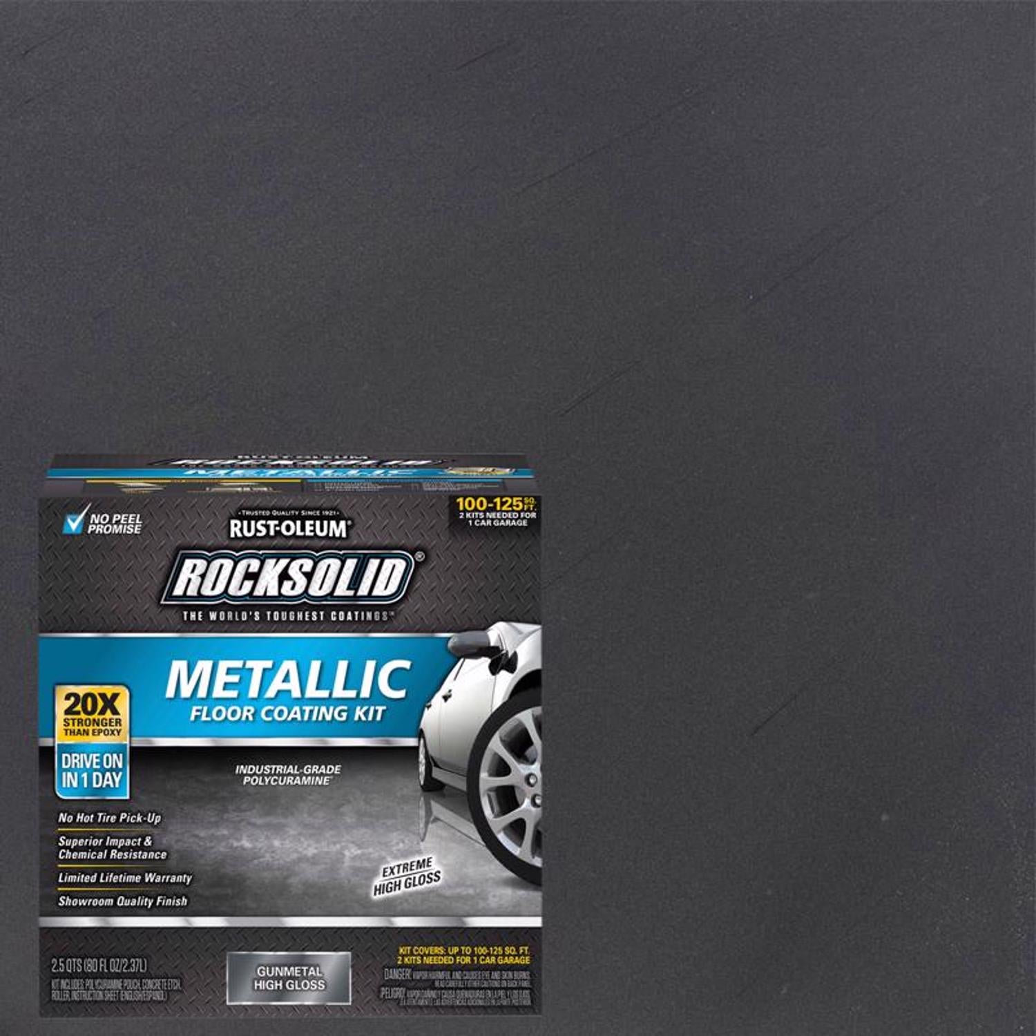 Rust-Oleum RockSolid Gloss Gunmetal Floor Coat Kit 70 oz - Case of 2