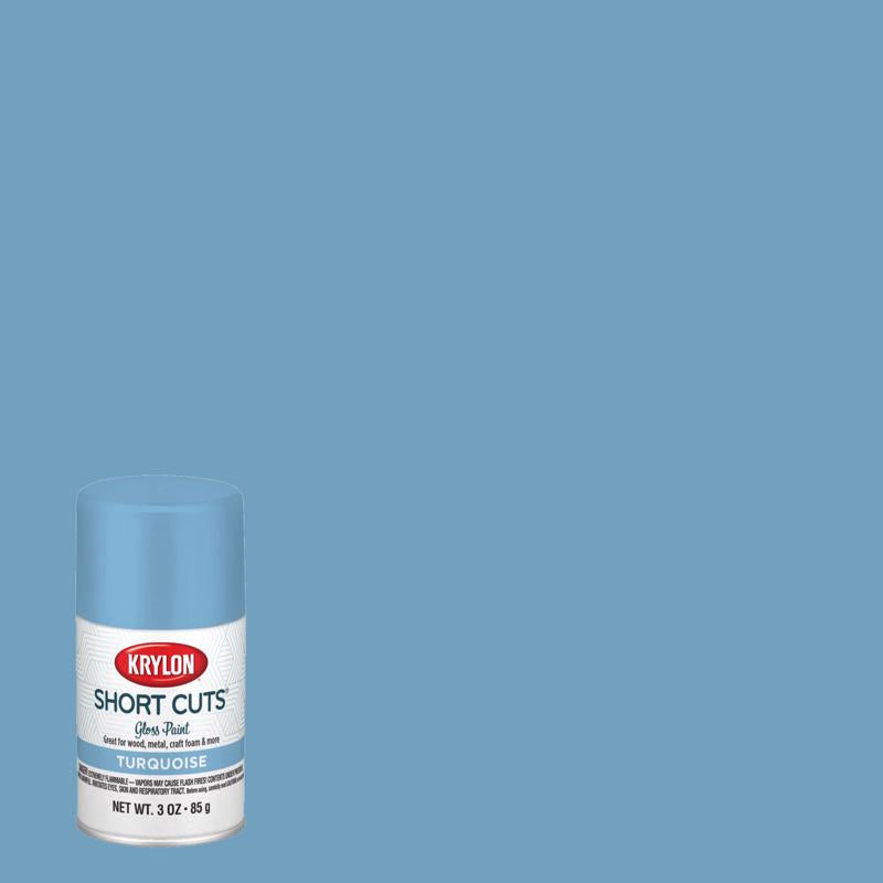 KRYLON - Krylon Short Cuts Gloss Turquoise Spray  Paint 3 oz - Case of 6