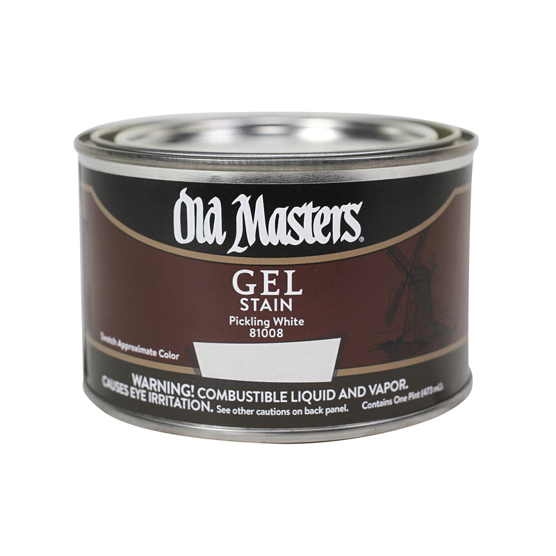 OLD MASTERS - Old Masters Semi-Transparent Pickling White Oil-Based Alkyd Gel Stain 1 pt - Case of 4