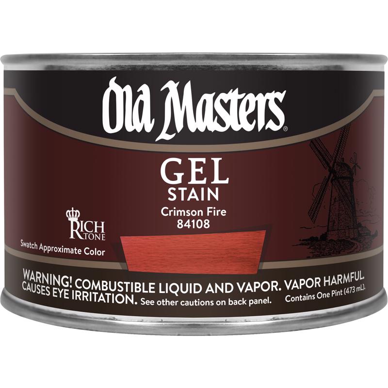OLD MASTERS - Old Masters Semi-Transparent Crimson Fire Oil-Based Alkyd Gel Stain 1 pt - Case of 4