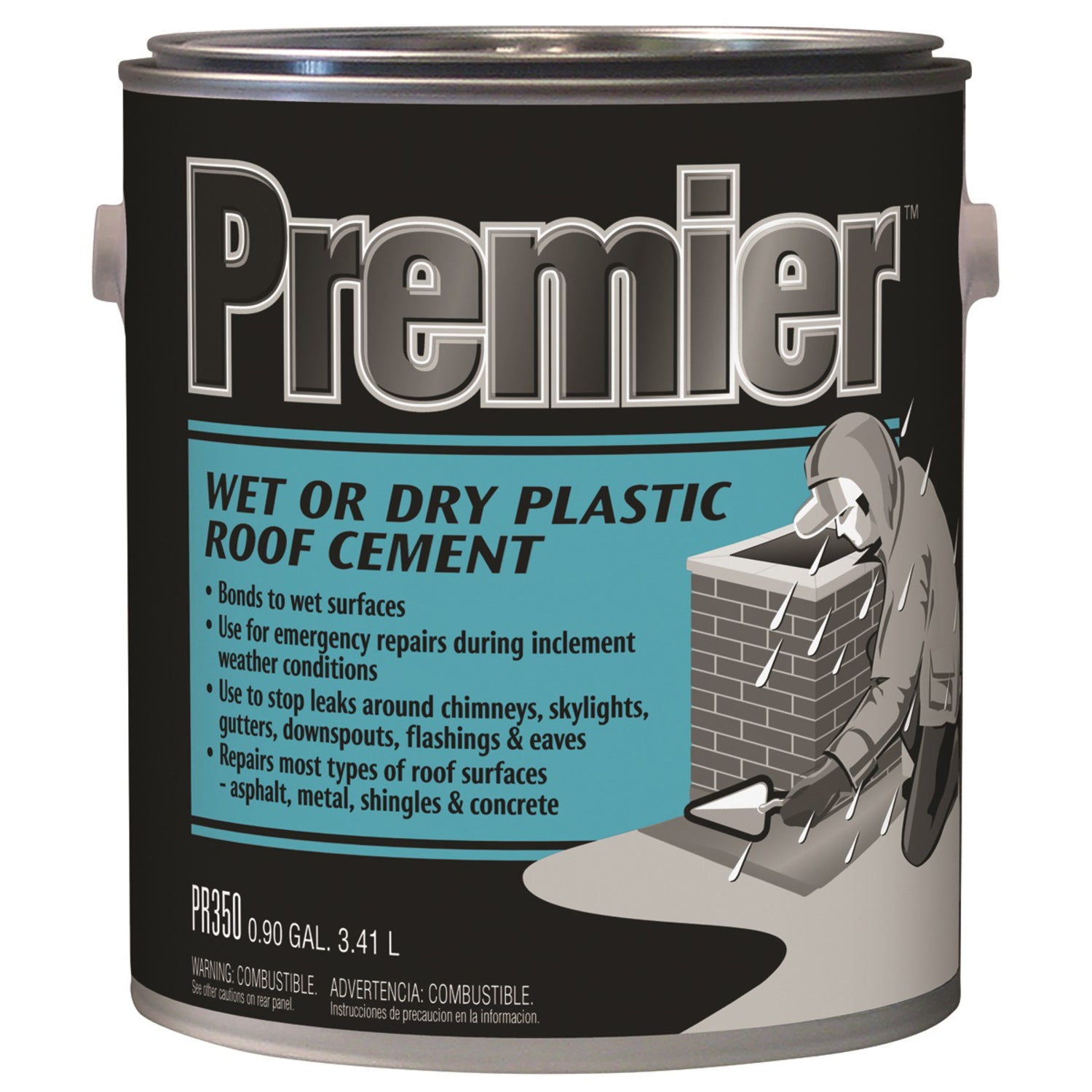 Premier Black Asphalt Wet/Dry Surface Roof Cement 0.9 gal - Case of 4