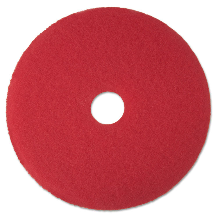 3M - Low-Speed Buffer Floor Pads 5100, 14" Diameter, Red, 5/Carton