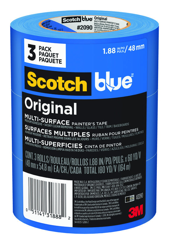 SCOTCHBLUE - ScotchBlue 1.88 in. W X 60 yd L Blue Medium Strength Original Painter's Tape 3 pk