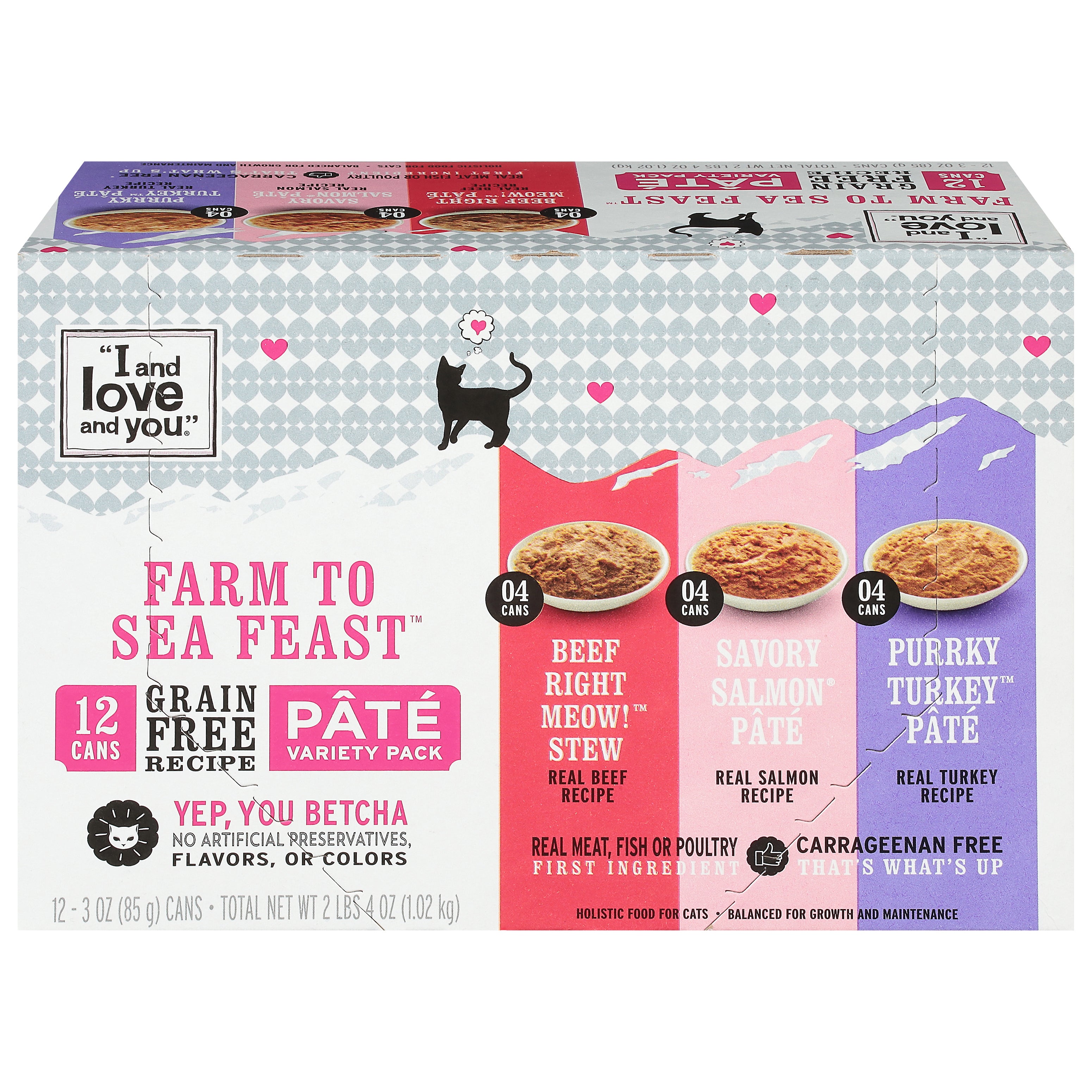 I and Love and You Grain Free Recipe Farm to Sea Feast Holistic Food for Cats Pate Variety Pack 12 - 3 oz Cans - Case of 4