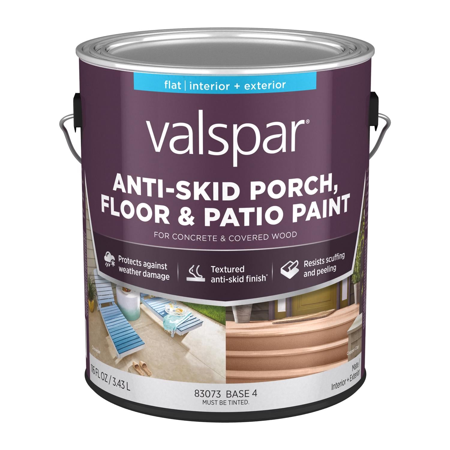 Valspar Porch, Floor & Patio Anti-Skid Base 4 Floor Paint 1 gal - Case of 4