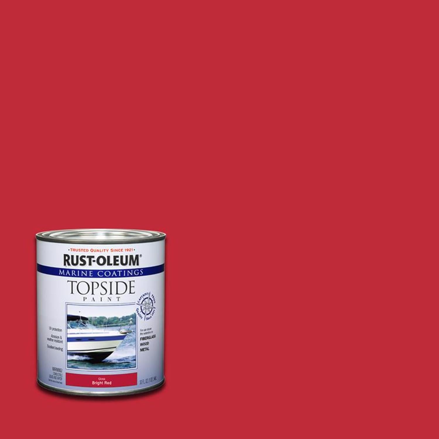 Rust-Oleum Marine Coatings Outdoor Gloss Bright Red Marine Topside Paint 1 qt - Case of 2