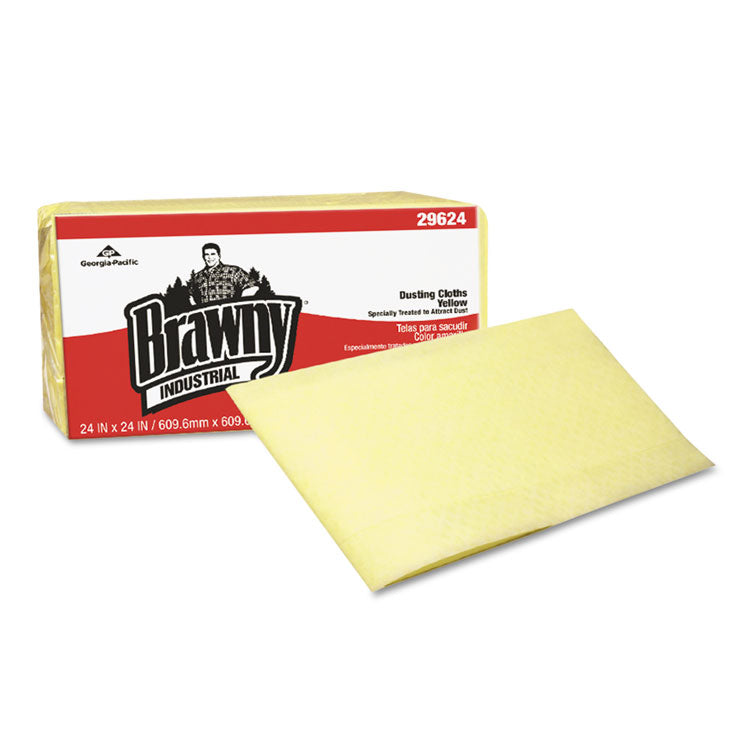 Brawny Professional - Dusting Cloths, Quarterfold, 24 x 24, Yellow, 50/Pack, 4/Carton