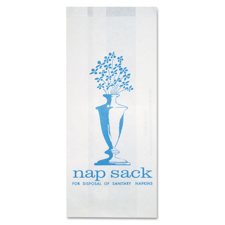 Bagcraft - Nap Sack Sanitary Disposal Bags, 4" x 9", White, 1,000/Carton