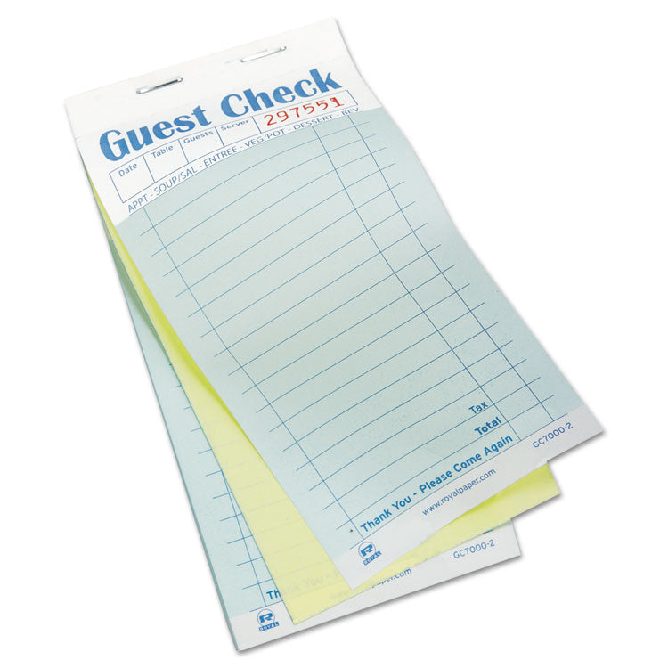 AmerCareRoyal - Guest Check Book, Two-Part Carbonless, 3.6 x 6.7, 1/Page, 50/Book, 50 Books/Carton